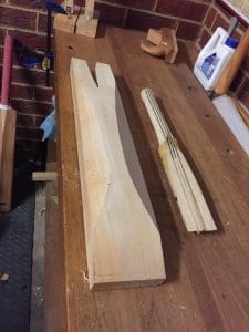 Preparing to fit the handle to a custom measured adult cricket bat in the de Lacy workshop