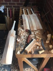 de Lacy handmade cricket bats during the construction process